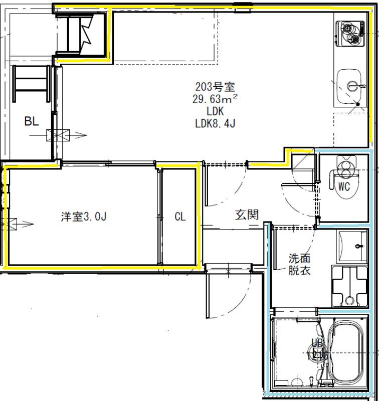GRANDTIC九品寺(1LDK/2階)の間取り写真