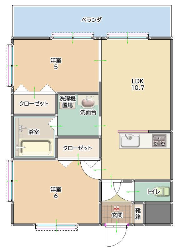 アーマンハイム内間西(2LDK/3階)の間取り写真