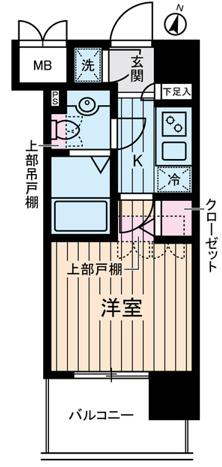 ヴェルステージ川崎(1K/2階)の間取り写真