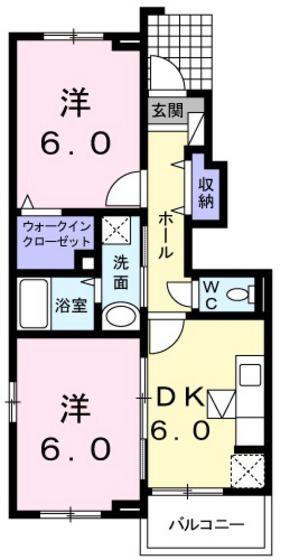ニュードミールヒロ(2DK/1階)の間取り写真