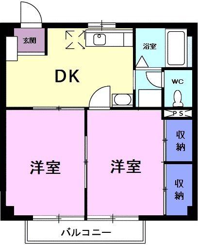 ニューシティハイツAOKI(2DK/2階)の間取り写真