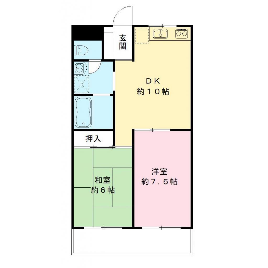 サニーハイム東出口(2DK/3階)の間取り写真
