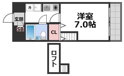 レジデンス関目(1K/4階)の間取り写真
