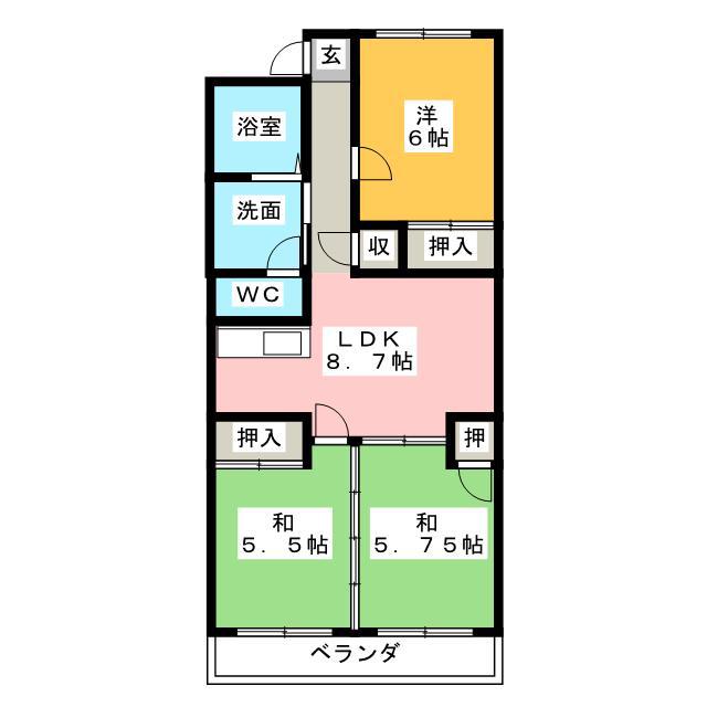 ぴあ21(3LDK/5階)の間取り写真