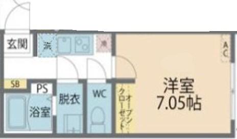 カインドネス辻堂サウス(1K/1階)の間取り写真