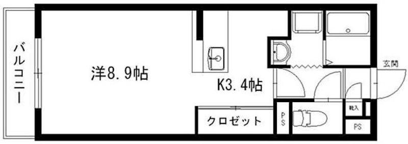 ヴァンベール(1K/3階)の間取り写真