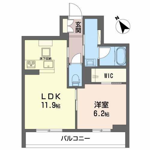 LULUBISIII美田園(1LDK/1階)の間取り写真