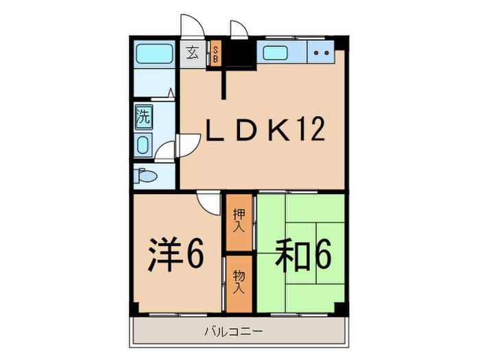 クレール中馬込(2LDK/1階)の間取り写真