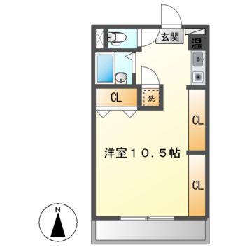 第三秋善ビル(ワンルーム/1階)の間取り写真