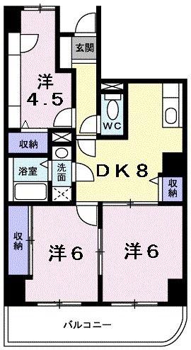 シャン・ド・フルール(3DK/9階)の間取り写真
