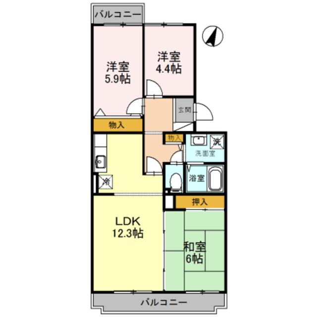 オースター6番館(3LDK/3階)の間取り写真