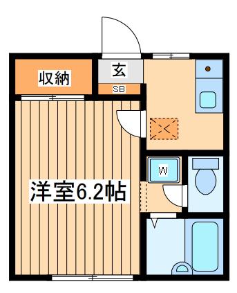 タカハウスⅡ(1K/1階)の間取り写真
