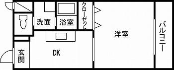 リンカーフェルト(1DK/2階)の間取り写真