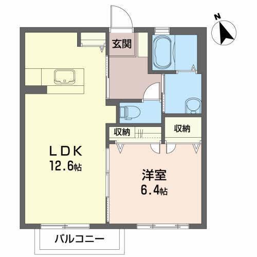 クレセント白山A(1LDK/1階)の間取り写真