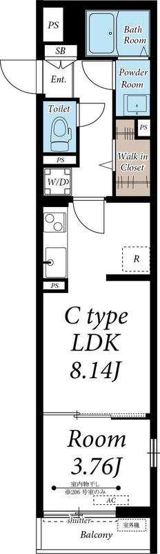 グレイス谷塚(1LDK/3階)の間取り写真