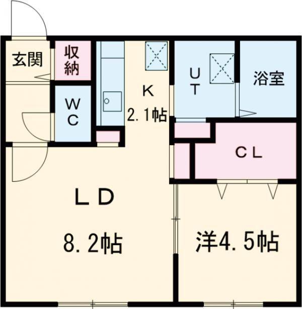 恵庭福住町3MS(1LDK/4階)の間取り写真