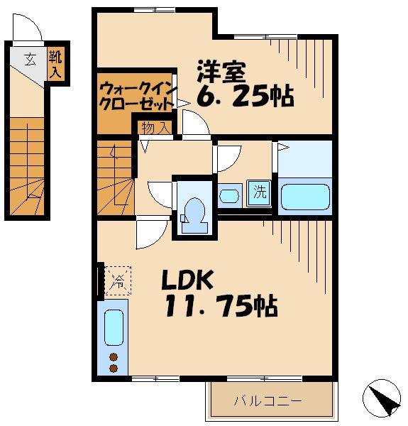 レセンテスパシオ(1LDK/2階)の間取り写真
