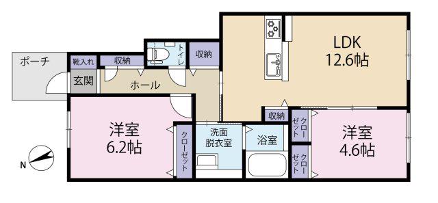 グレイスコート佐鳴台(2LDK/1階)の間取り写真