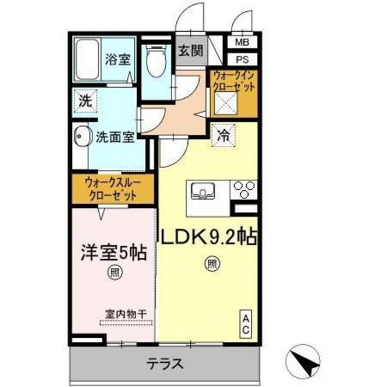 ＪＲ可部線 七軒茶屋駅 徒歩5分 3階建 築8年(1LDK/1階)の間取り写真