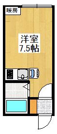 ハイツメモリーB(ワンルーム/1階)の間取り写真