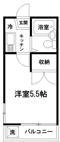 コーポフローレス(1K/1階)の間取り写真