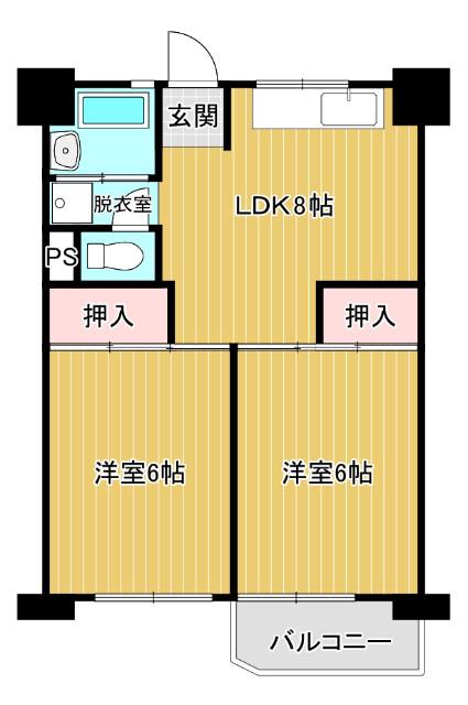 ビレッジハウス泉北栂タワー1号棟(2DK/10階)の間取り写真