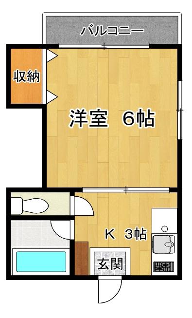 フラット30(1K/2階)の間取り写真