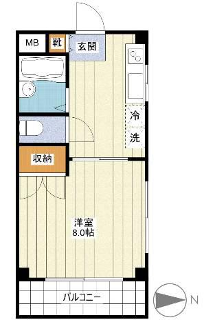 北町大いちマンション(1DK/3階)の間取り写真