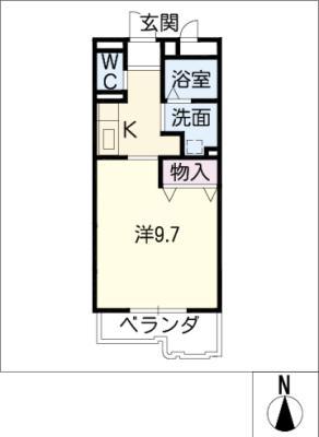 ヘヴンS(1K/2階)の間取り写真
