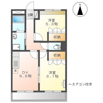 グリーンハイツ(2DK/2階)の間取り写真