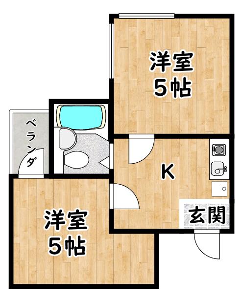 すばる一番館(2K/1階)の間取り写真