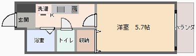 ソフィアコート千里(1K/1階)の間取り写真