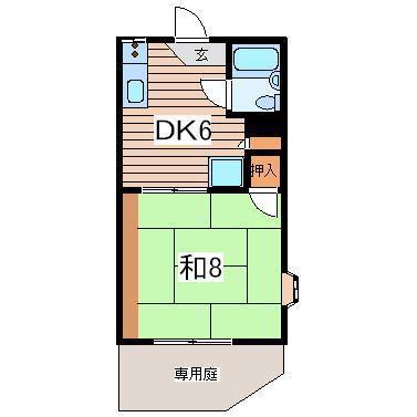 メゾン鈴木(1DK/2階)の間取り写真