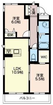 メゾン赤芝(2LDK/2階)の間取り写真