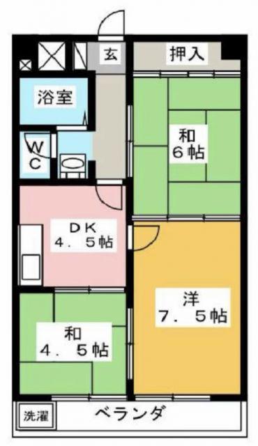 ナワダハイツ(3DK/2階)の間取り写真