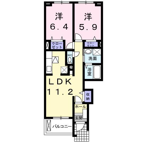 ベルプランタン(2LDK/1階)の間取り写真