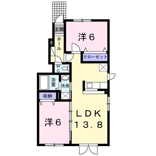 アヴリル(2LDK/1階)の間取り写真