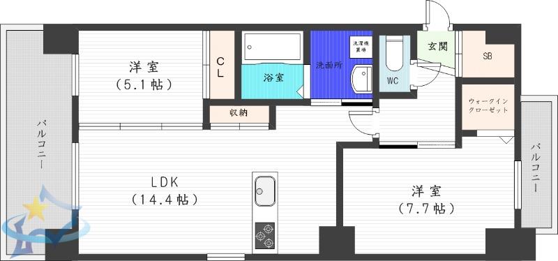 GIRAFFE ODORI-NISHI15 PREMIER(2LDK/2階)の間取り写真