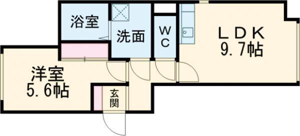 パワービル千歳駅前(1LDK/3階)の間取り写真