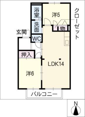 ウィンドワード(2LDK/2階)の間取り写真