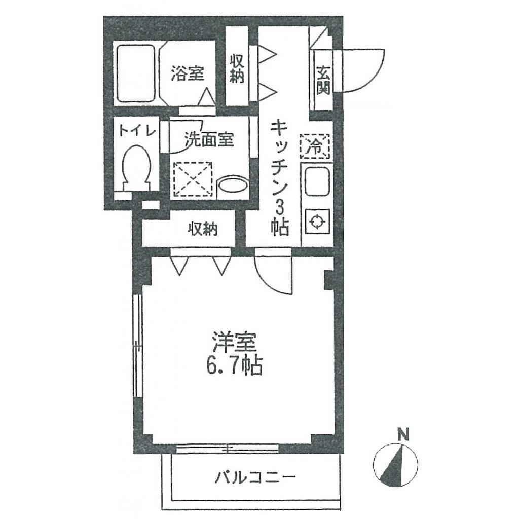 テラスド代々木II(1K/2階)の間取り写真