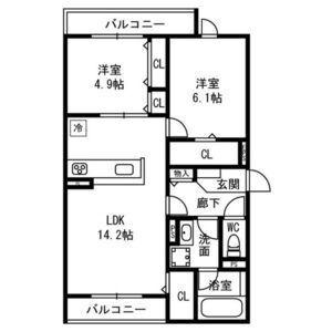 D-RESIDENCE西野(2LDK/2階)の間取り写真