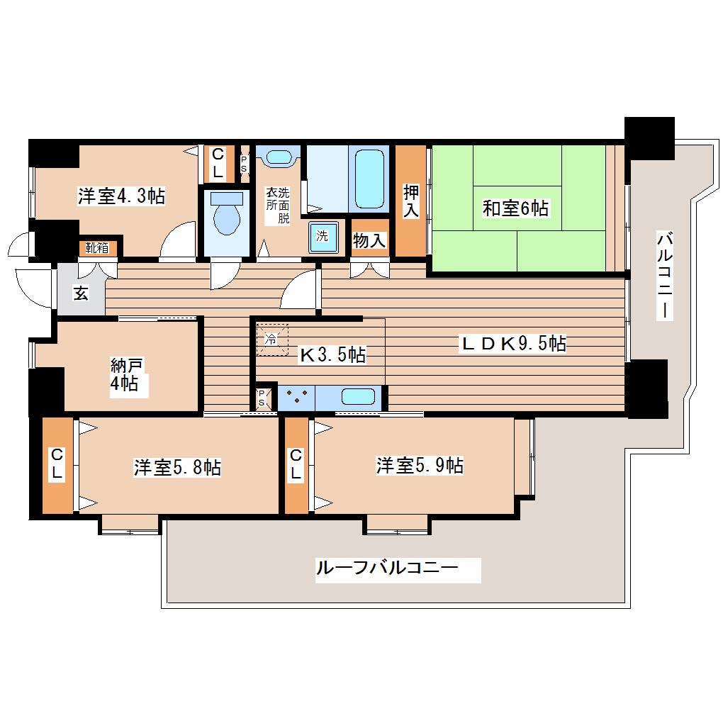 ダイトシティ愛宕橋(4SLDK/7階)の間取り写真