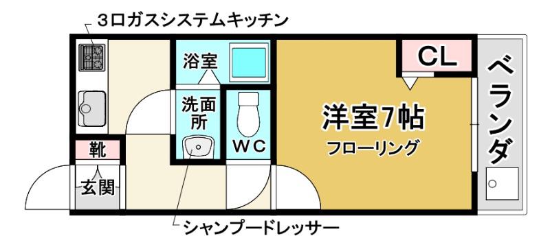 ルビュール21(1K/3階)の間取り写真