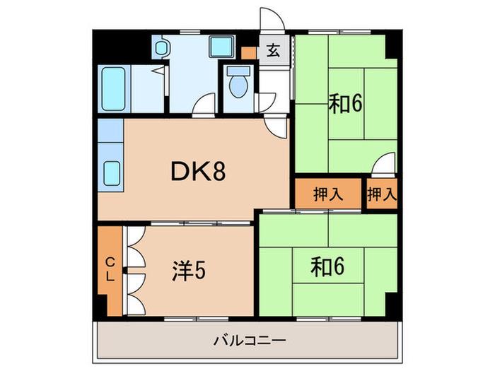 メゾンファミール(3DK/1階)の間取り写真
