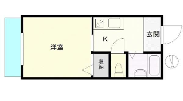 パセオ石原B(1K/1階)の間取り写真
