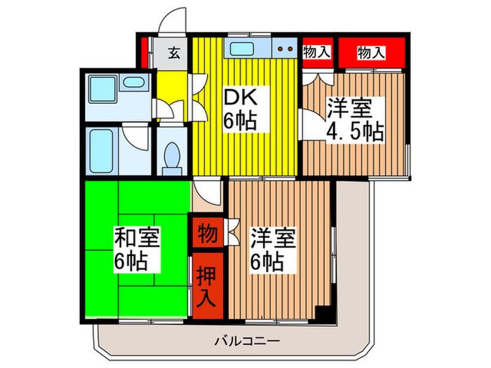 パールメゾン矢作(3DK/3階)の間取り写真