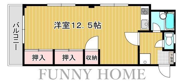 羽根木フラッツ(ワンルーム/1階)の間取り写真