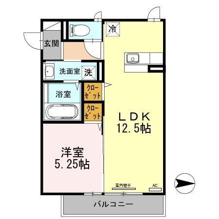 ラウレア(1LDK/2階)の間取り写真