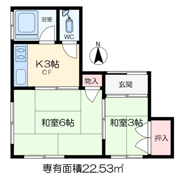 田代荘(2K/3階)の間取り写真